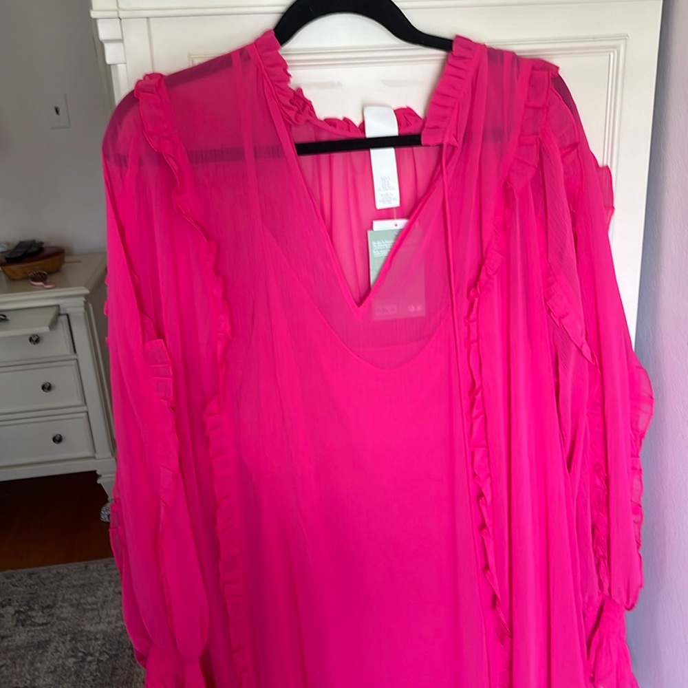 NWT Pink ruffle shift dress